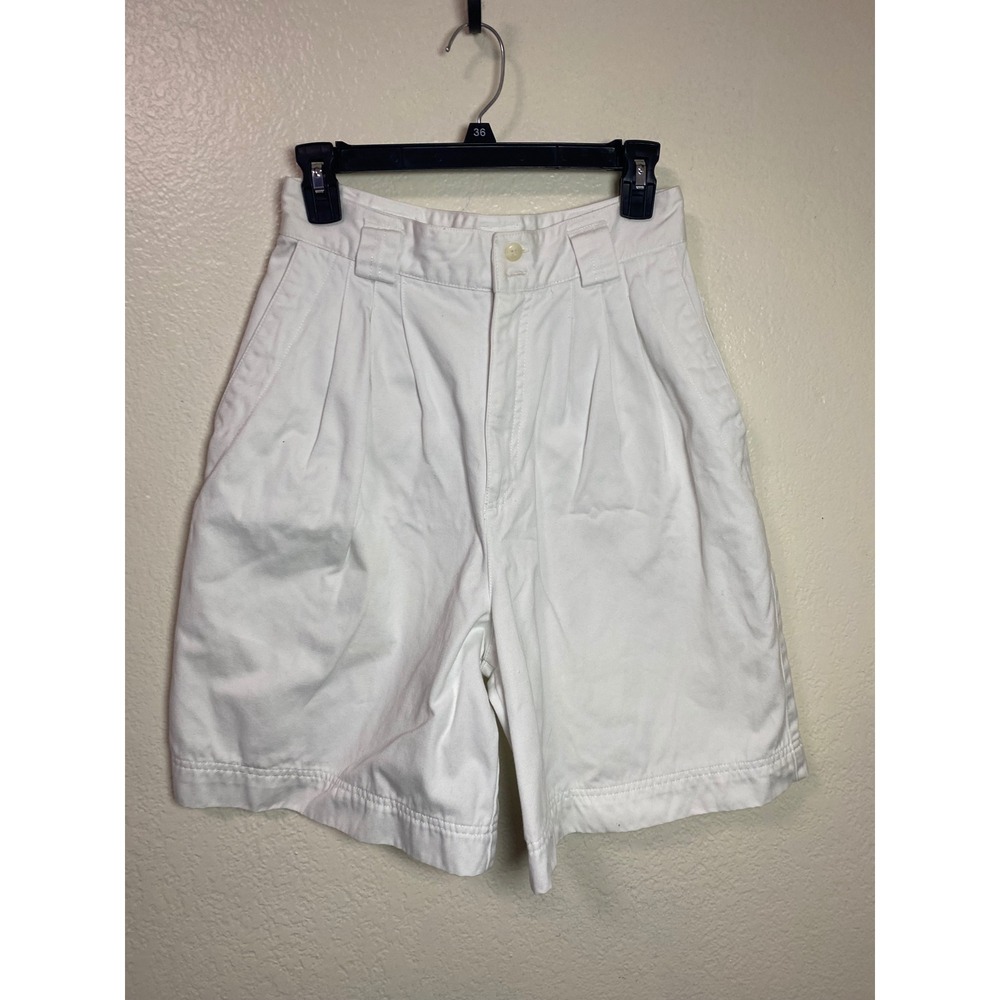 Vintage Gap White Pleated Long  Shorts Womens 9/10 High Rise Cotton Twill 90s